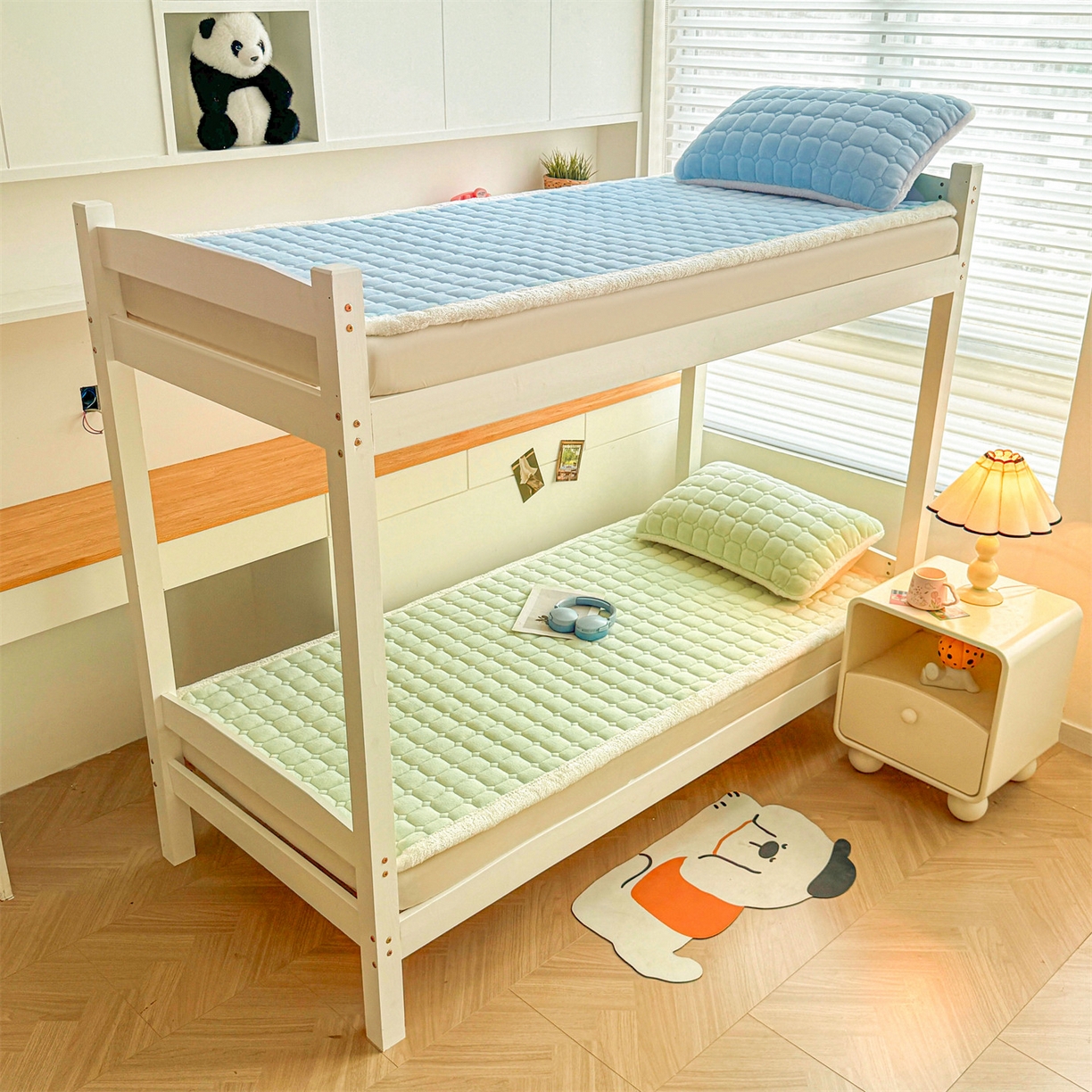 91家纺网 家纺一手货源 找家纺 雯豆家纺 雯豆2025冬季新品牛奶绒床垫床护垫学生上下铺床褥子纯色绒垫子牛奶绒床褥-薄荷绿