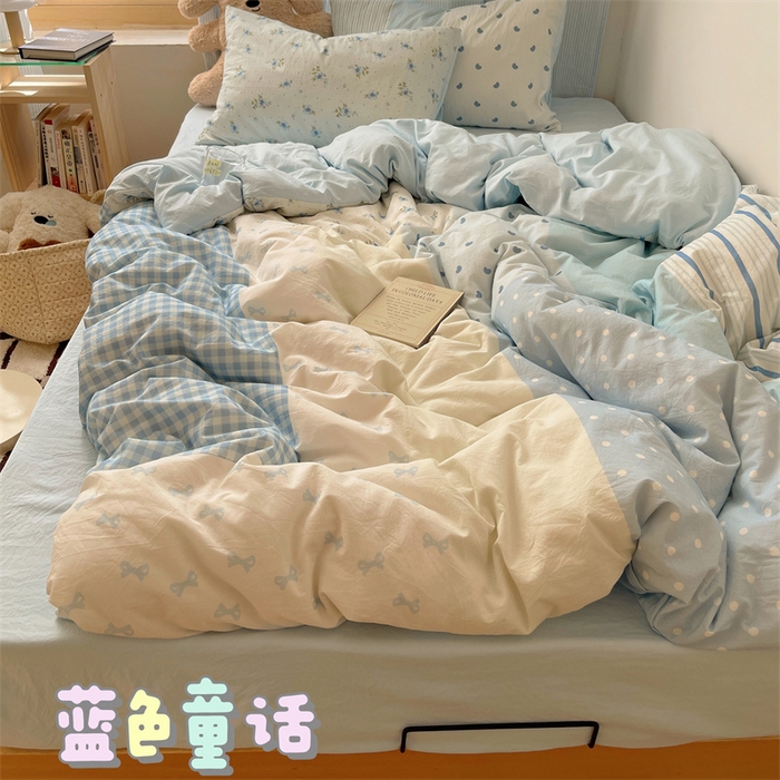 91家纺网 家纺一手货源 找家纺 （总）轻奢坊 2025新款原创少女心拼布风数码印花水洗棉四件套