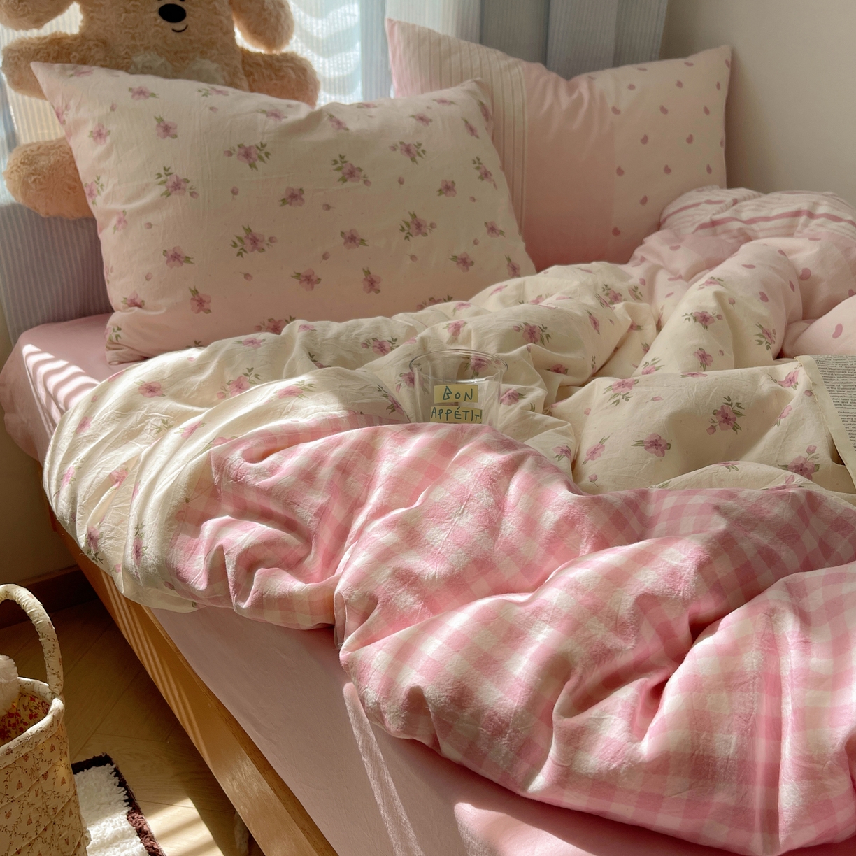 91家纺网 家纺一手货源 找家纺 （总）轻奢坊 2025新款原创少女心拼布风数码印花水洗棉四件套