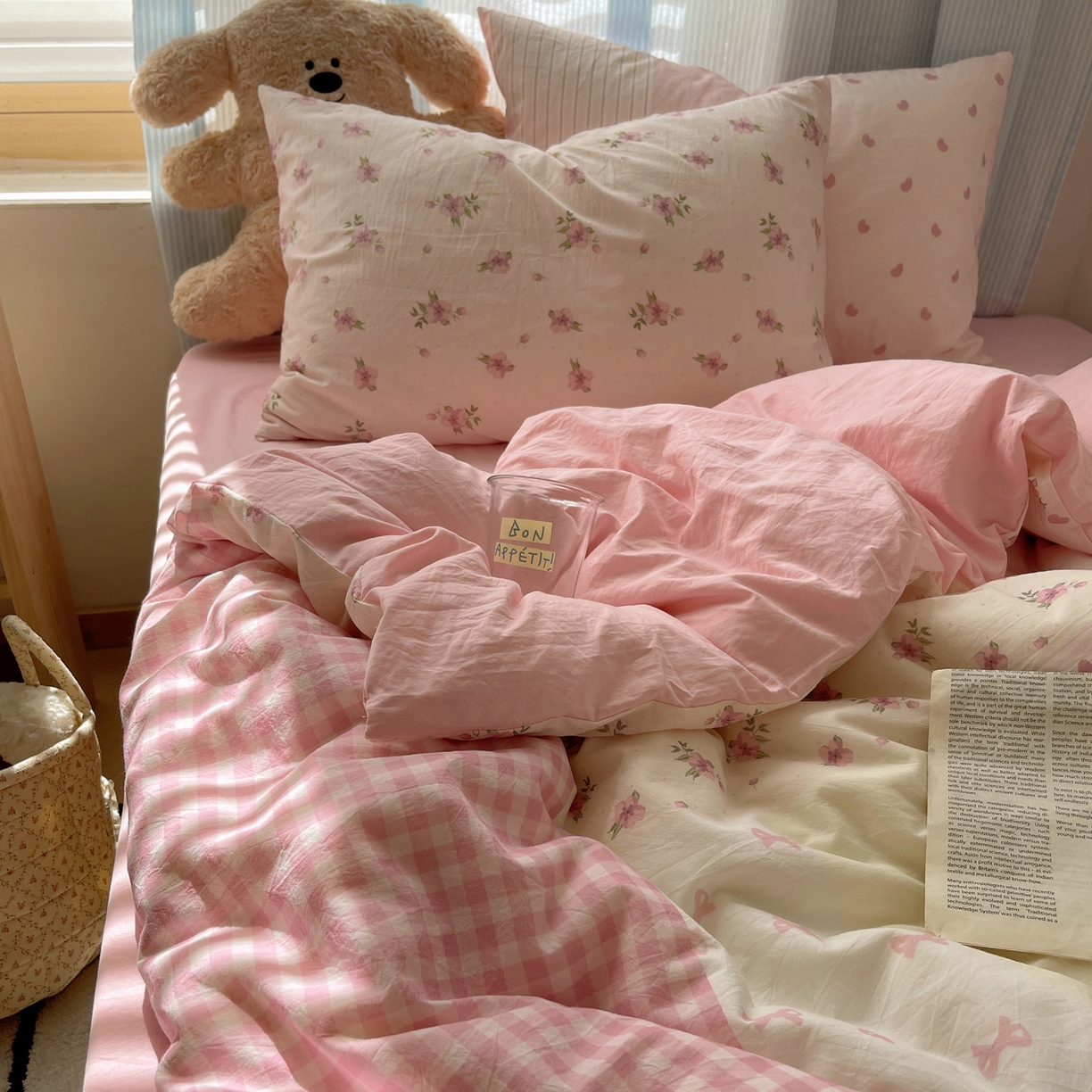 91家纺网 家纺一手货源 找家纺 （总）轻奢坊 2025新款原创少女心拼布风数码印花水洗棉四件套