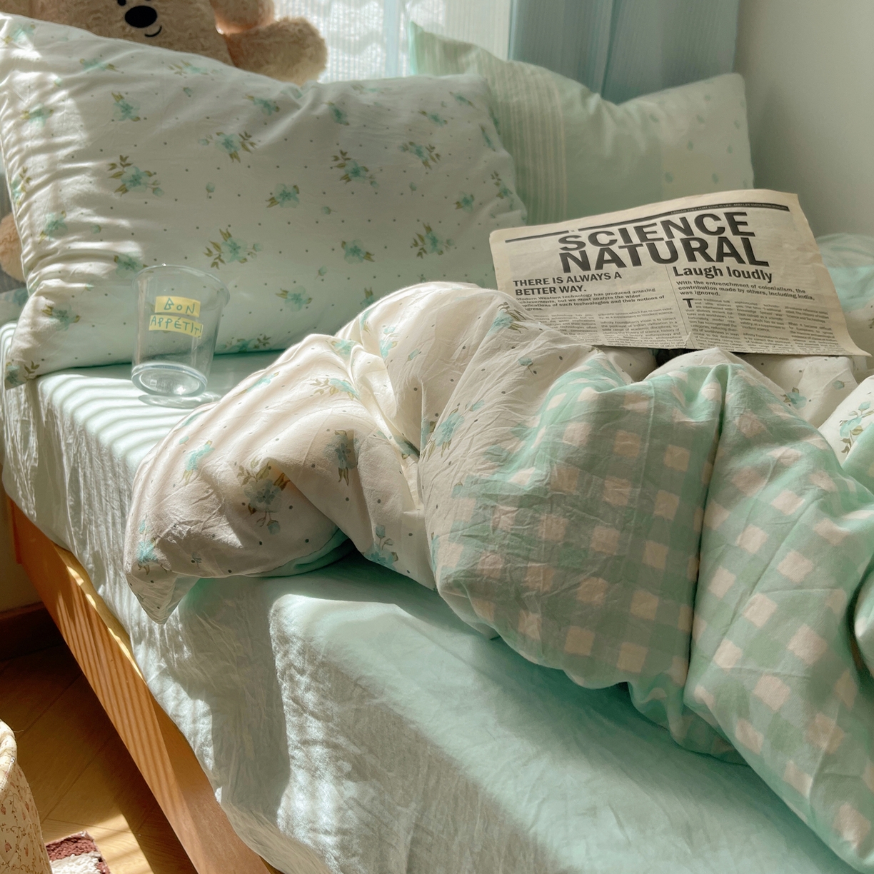 91家纺网 家纺一手货源 找家纺 轻奢坊 2025新款原创少女心拼布风数码印花水洗棉四件套 绿野仙踪