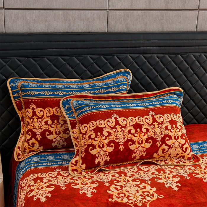 91家纺网 家纺一手货源 找家纺 千嘻汇 2025新款7斤牛奶绒金貂法莱绒床裙款保暖绒四件套 布拉格