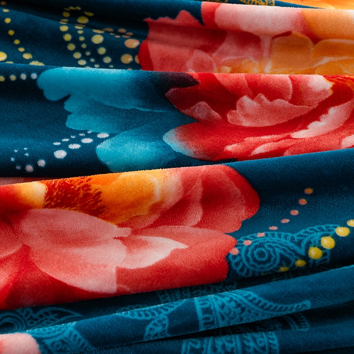 91家纺网 家纺一手货源 找家纺 千嘻汇 2025新款7斤牛奶绒金貂法莱绒床裙款保暖绒四件套 浮梦繁花