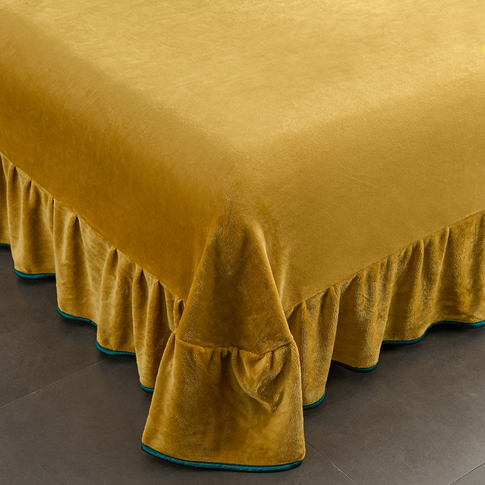 91家纺网 家纺一手货源 找家纺 千嘻汇 2025新款7斤牛奶绒金貂法莱绒床裙款保暖绒四件套 翩翩起舞