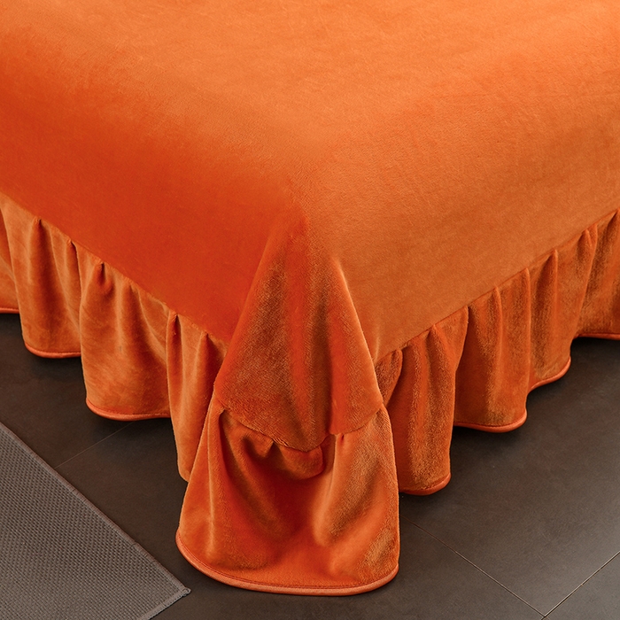 91家纺网 家纺一手货源 找家纺 千嘻汇 2025新款7斤牛奶绒金貂法莱绒床裙款保暖绒四件套 银杏花开