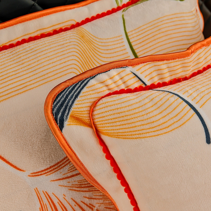 91家纺网 家纺一手货源 找家纺 千嘻汇 2025新款7斤牛奶绒金貂法莱绒床裙款保暖绒四件套 银杏花开