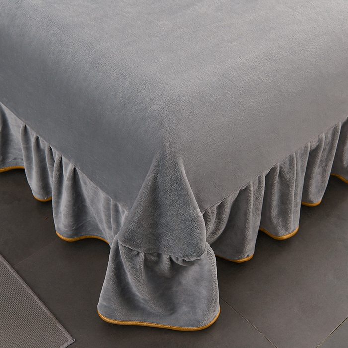 91家纺网 家纺一手货源 找家纺 千嘻汇 2025新款7斤牛奶绒金貂法莱绒床裙款保暖绒四件套 枝蔓