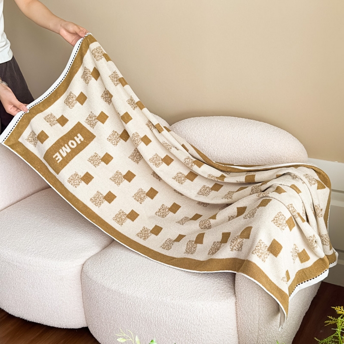 91家纺网 家纺一手货源 找家纺 悦然毛巾被 2025新款全棉毛圈浴巾盖毯 方格咖70*140