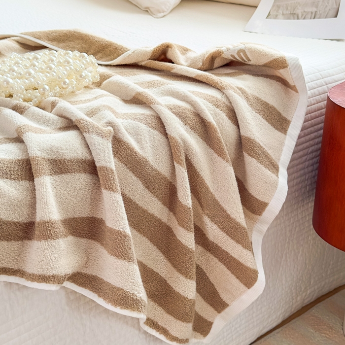 91家纺网 家纺一手货源 找家纺 悦然毛巾被 2025新款全棉毛圈浴巾盖毯 杉树咖70*140