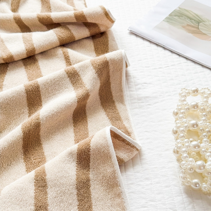 91家纺网 家纺一手货源 找家纺 悦然毛巾被 2025新款全棉毛圈浴巾盖毯 杉树咖70*140