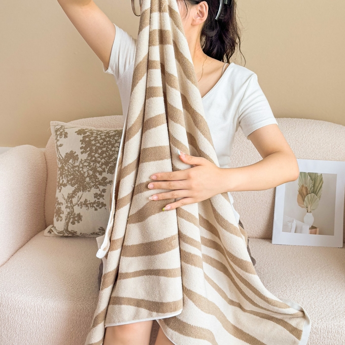 91家纺网 家纺一手货源 找家纺 悦然毛巾被 2025新款全棉毛圈浴巾盖毯 杉树咖70*140