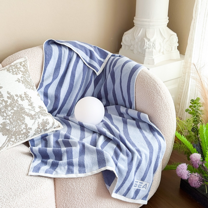 悦然毛巾被 2025新款全棉毛圈浴巾盖毯 杉树蓝70*140