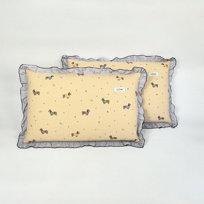 91家纺网 家纺一手货源 找家纺 （总）呦呦南宋 2025新款26度c绗缝款多层结构枕头套超声波夹棉48*74cm一对装单品绣线花边拉链款枕套