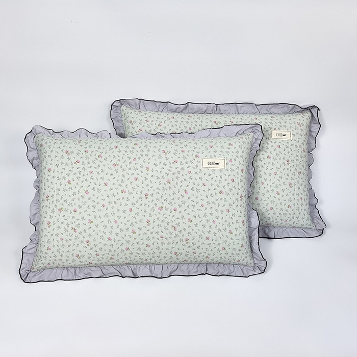 91家纺网 家纺一手货源 找家纺 （总）呦呦南宋 2025新款26度c绗缝款多层结构枕头套超声波夹棉48*74cm一对装单品绣线花边拉链款枕套