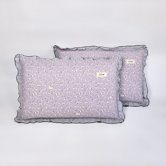 91家纺网 家纺一手货源 找家纺 （总）呦呦南宋 2025新款26度c绗缝款多层结构枕头套超声波夹棉48*74cm一对装单品绣线花边拉链款枕套