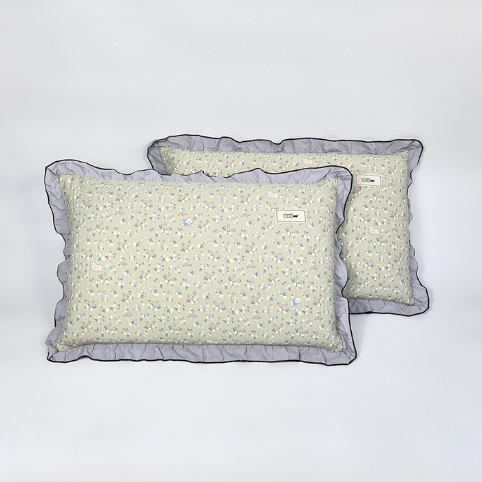 91家纺网 家纺一手货源 找家纺 （总）呦呦南宋 2025新款26度c绗缝款多层结构枕头套超声波夹棉48*74cm一对装单品绣线花边拉链款枕套