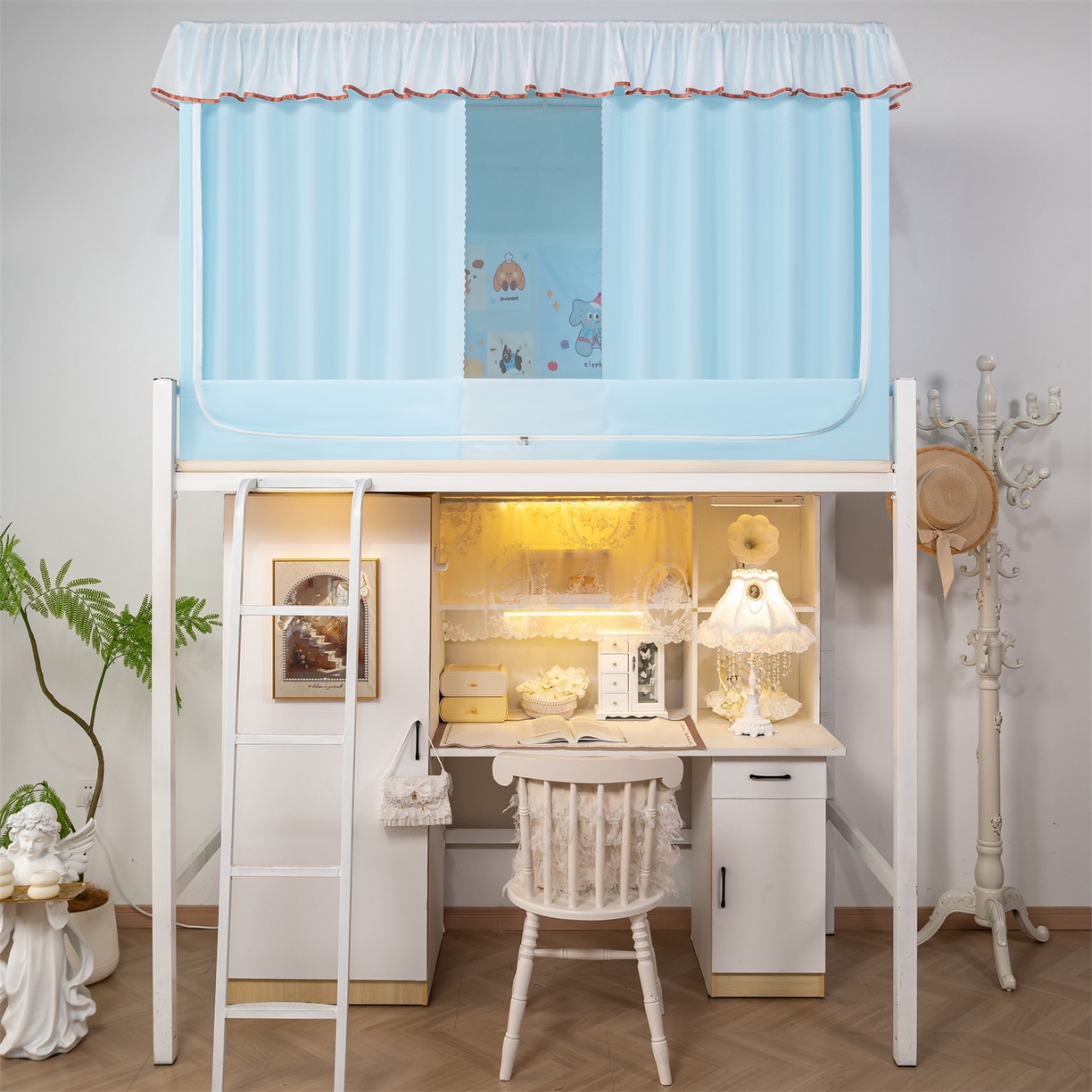 新太阳蚊帐 2025新款褶皱花边款蚊帐 褶皱花边款-蓝