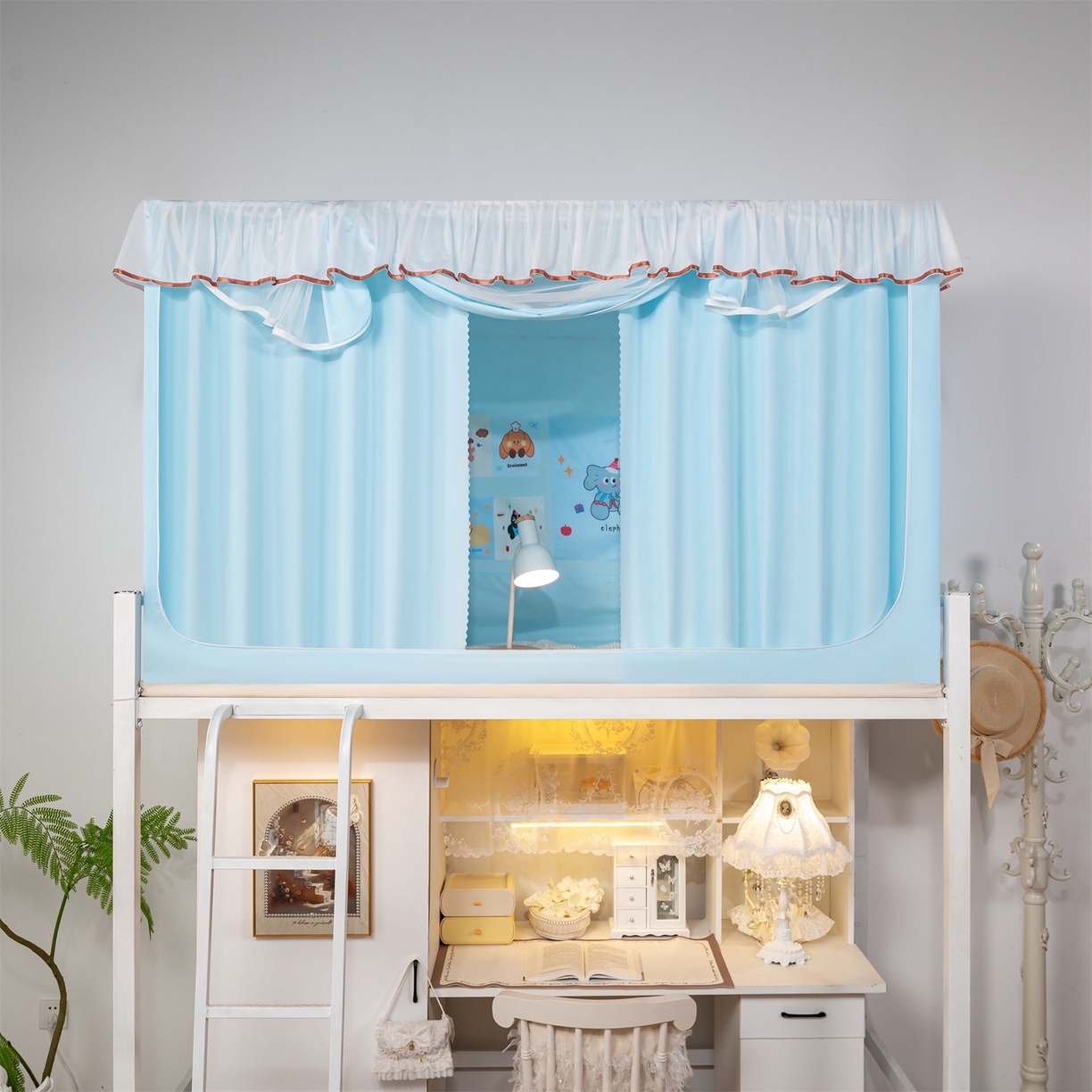 91家纺网 家纺一手货源 找家纺 新太阳蚊帐 2025新款褶皱花边款蚊帐 褶皱花边款-蓝