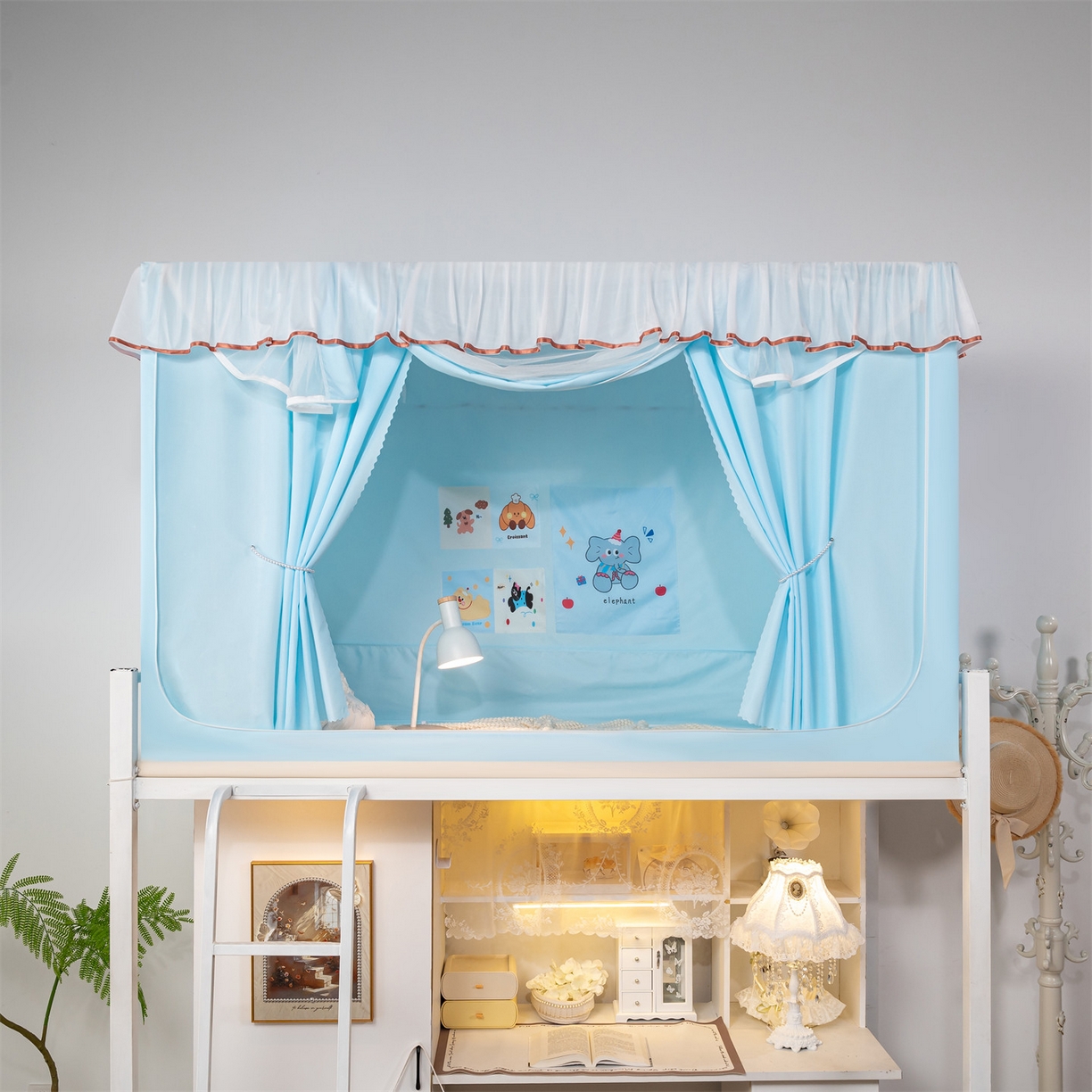 91家纺网 家纺一手货源 找家纺 新太阳蚊帐 2025新款褶皱花边款蚊帐 褶皱花边款-蓝