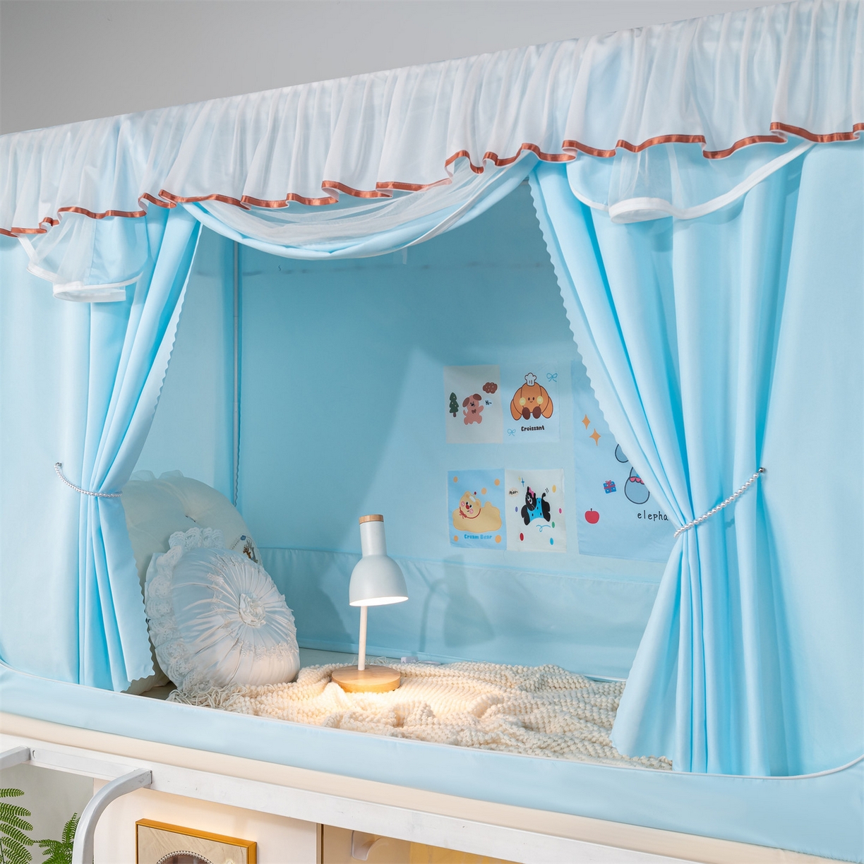 91家纺网 家纺一手货源 找家纺 新太阳蚊帐 2025新款褶皱花边款蚊帐 褶皱花边款-蓝