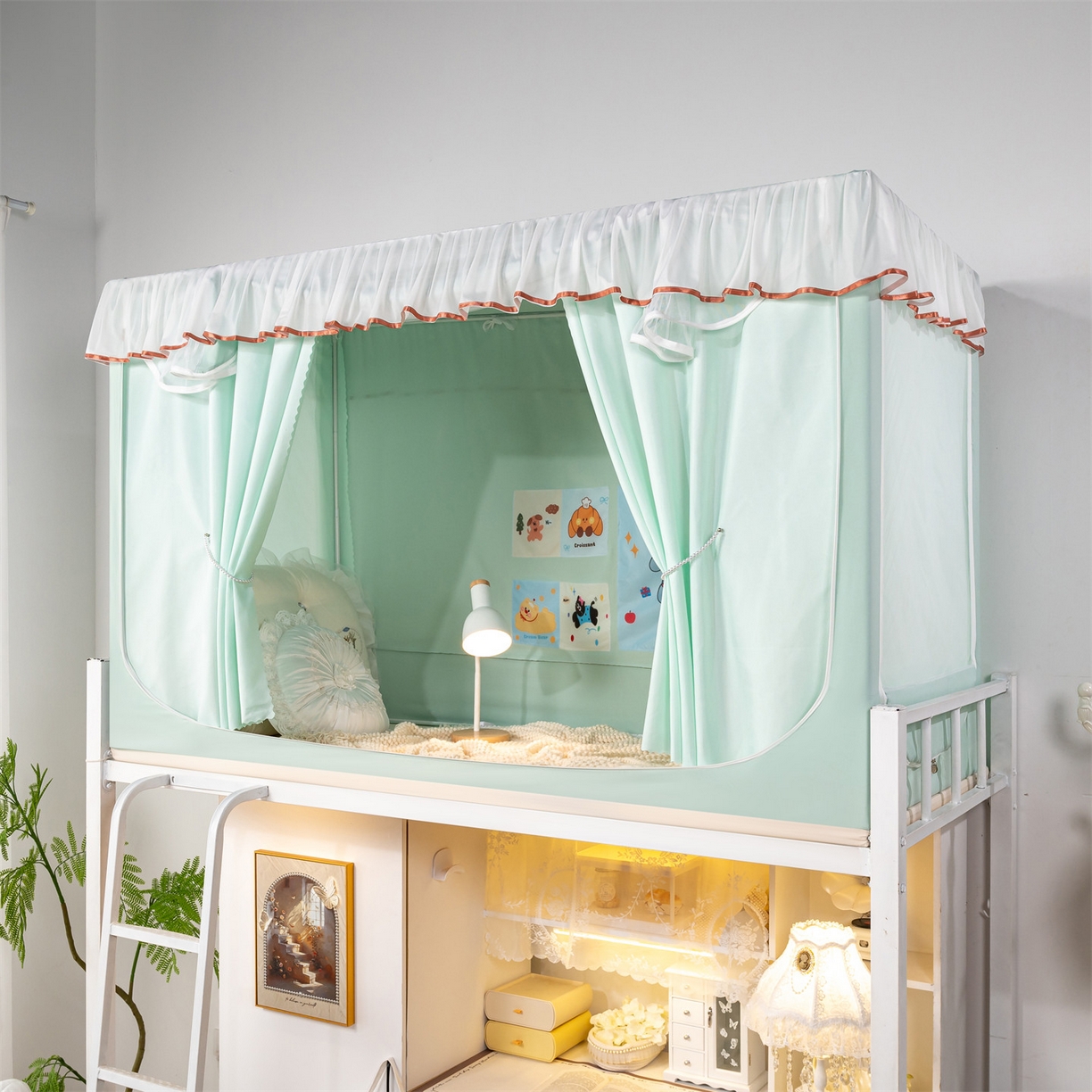 91家纺网 家纺一手货源 找家纺 新太阳蚊帐 2025新款褶皱花边款蚊帐 褶皱花边款-绿