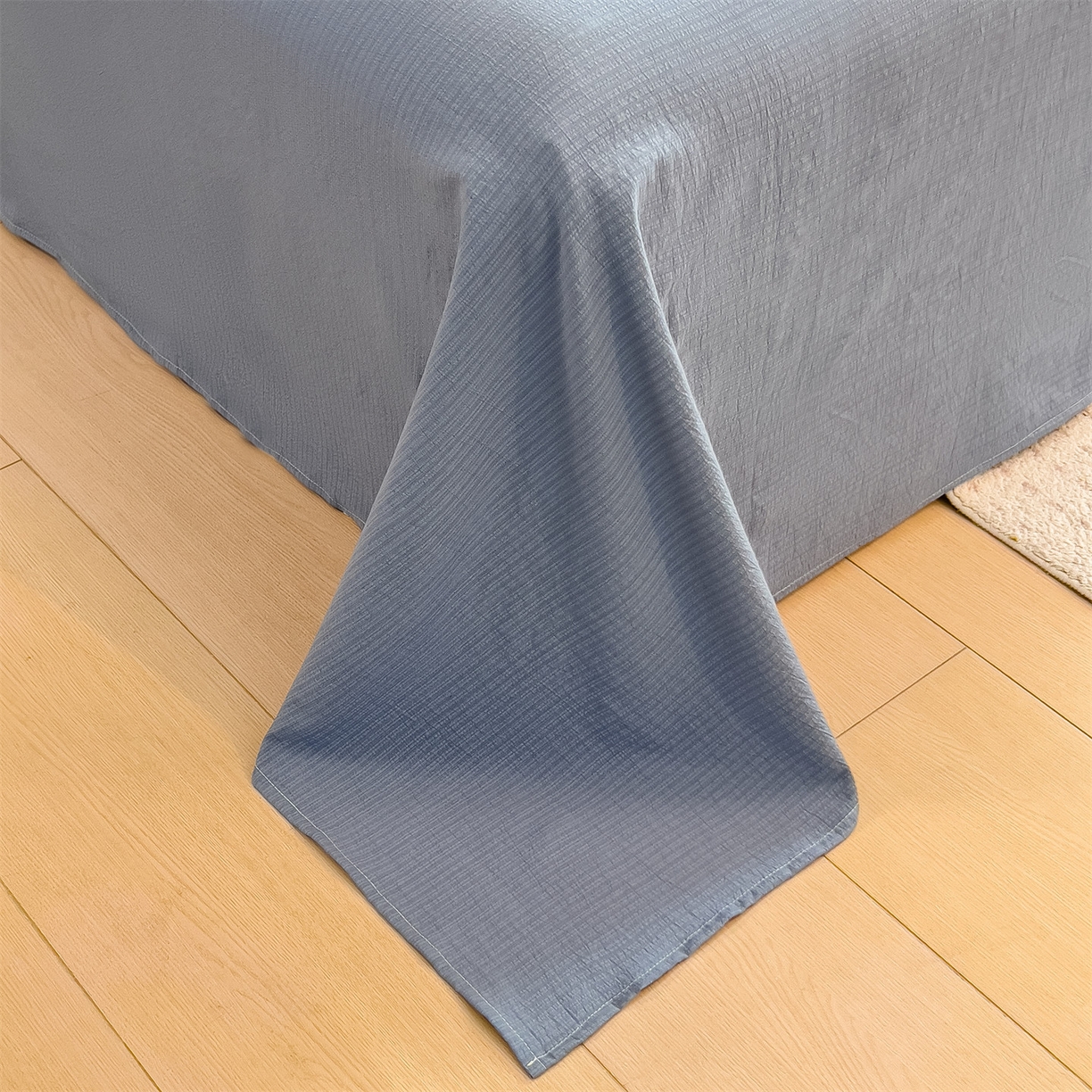 91家纺网 家纺一手货源 找家纺 雯豆家纺2025新品皱皱双层纱四件套镂空花边款三件套 奶萌小狗