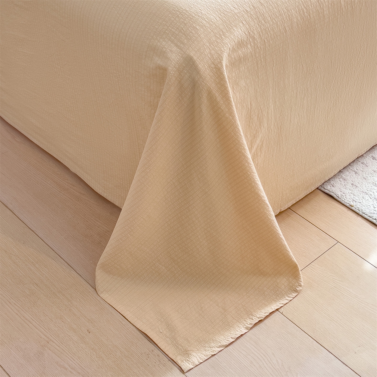 91家纺网 家纺一手货源 找家纺 雯豆家纺2025新品皱皱双层纱四件套镂空花边款三件套 小南瓜