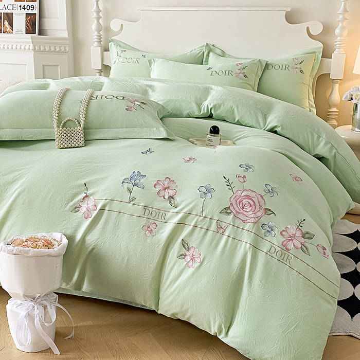 大麦乐田 2025新款刺绣四件套-玫瑰故事 玫瑰故事-浅绿