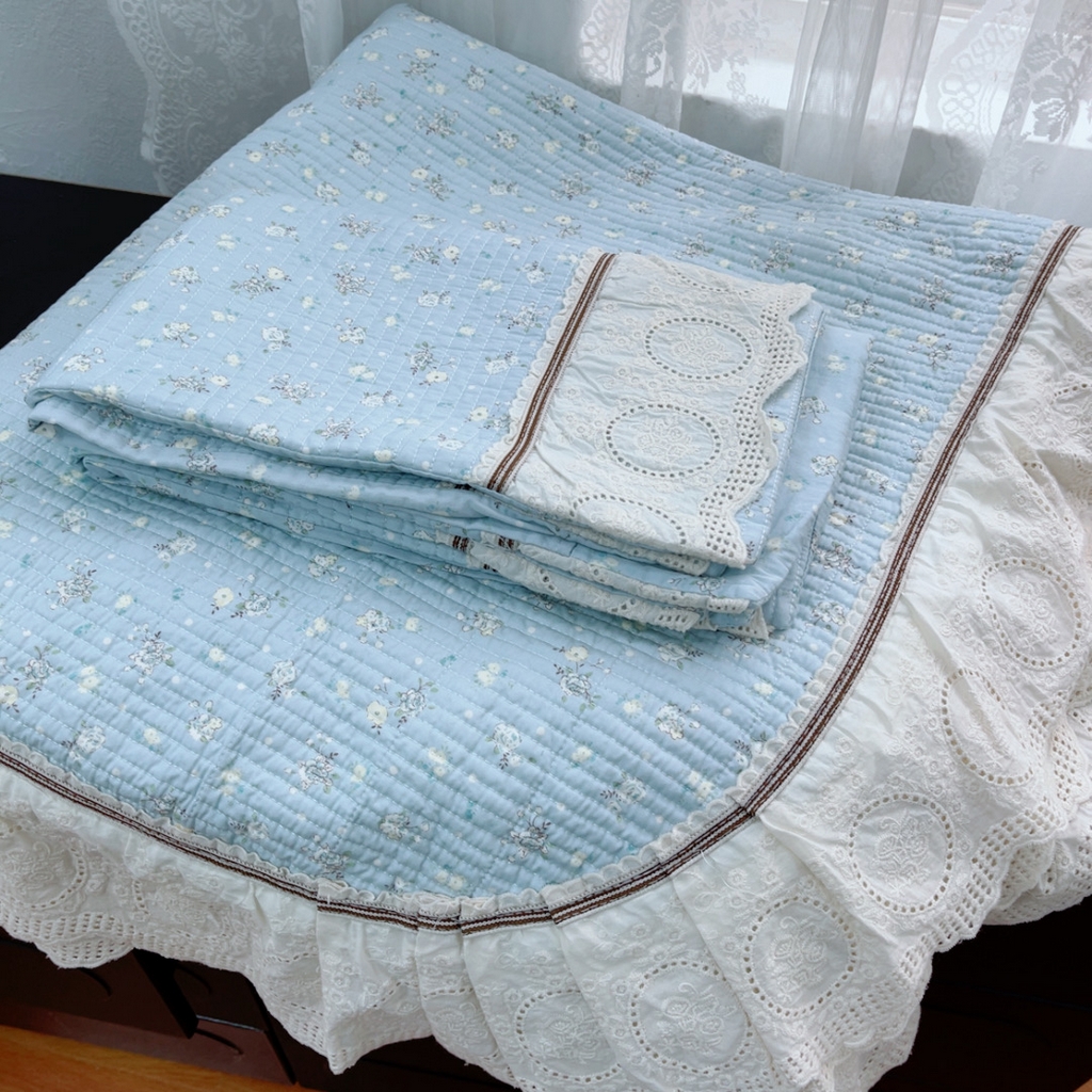 91家纺网 家纺一手货源 找家纺 暖居 2025新款法式13370高密小碎花40支全棉纯棉床盖四件套 铃兰微风