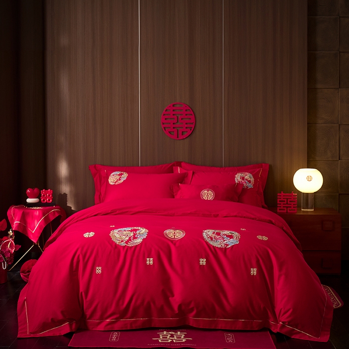 91家纺网 家纺一手货源 找家纺 （总）简纯主义 2025新款100支长绒棉刺绣四件套花开并蒂系列