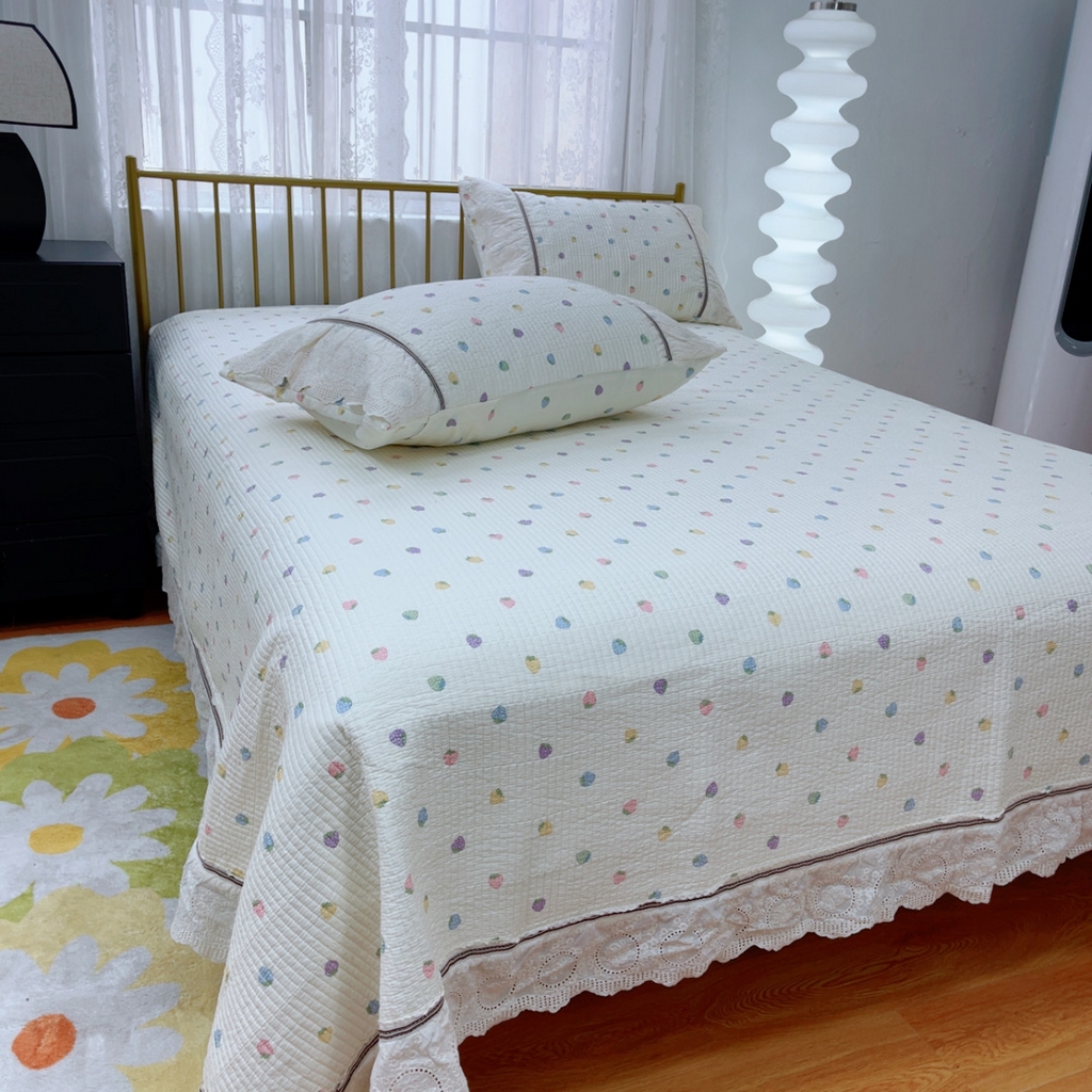 91家纺网 家纺一手货源 找家纺 暖居 2025新款法式13370高密小碎花40支全棉纯棉床盖四件套 甜蜜莓莓