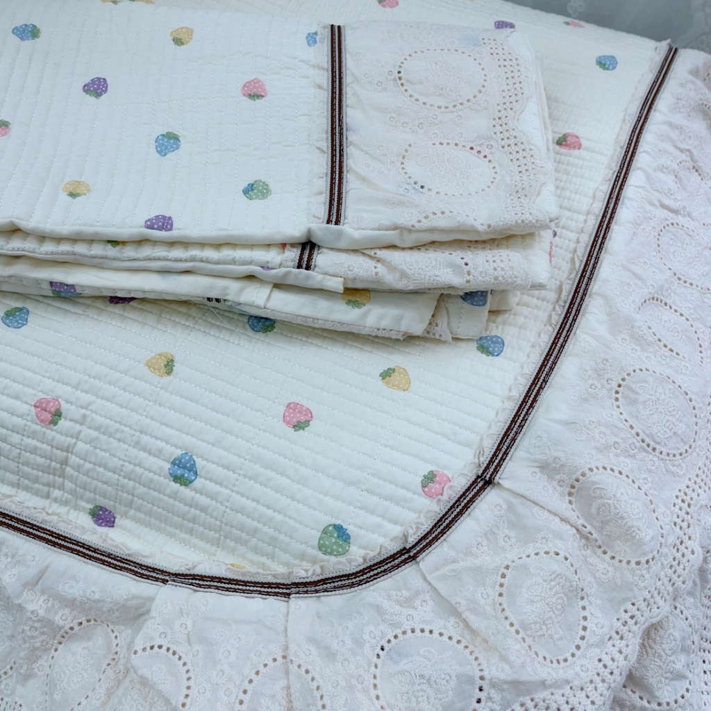 暖居 2025新款法式13370高密小碎花40支全棉纯棉床盖四件套 甜蜜莓莓