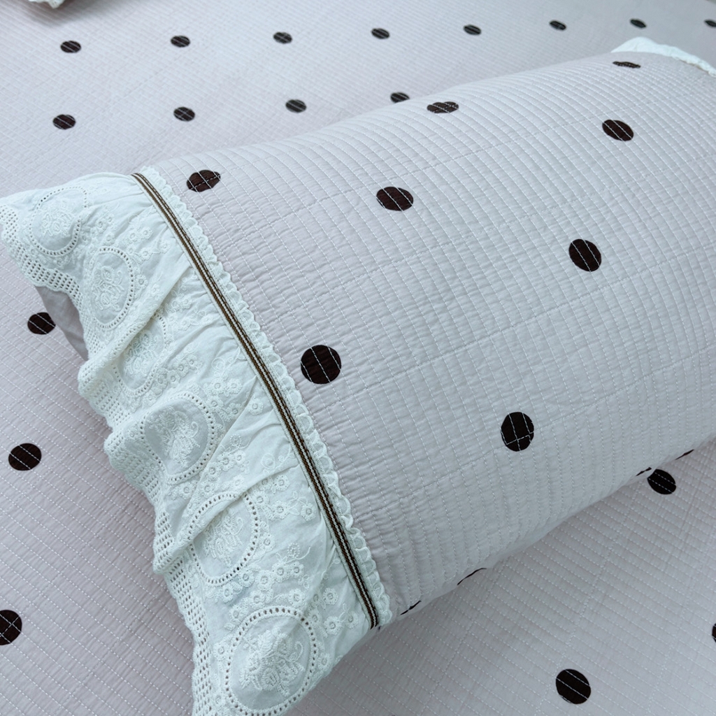 91家纺网 家纺一手货源 找家纺 暖居 2025新款法式13370高密小碎花40支全棉纯棉床盖四件套 波点粉紫