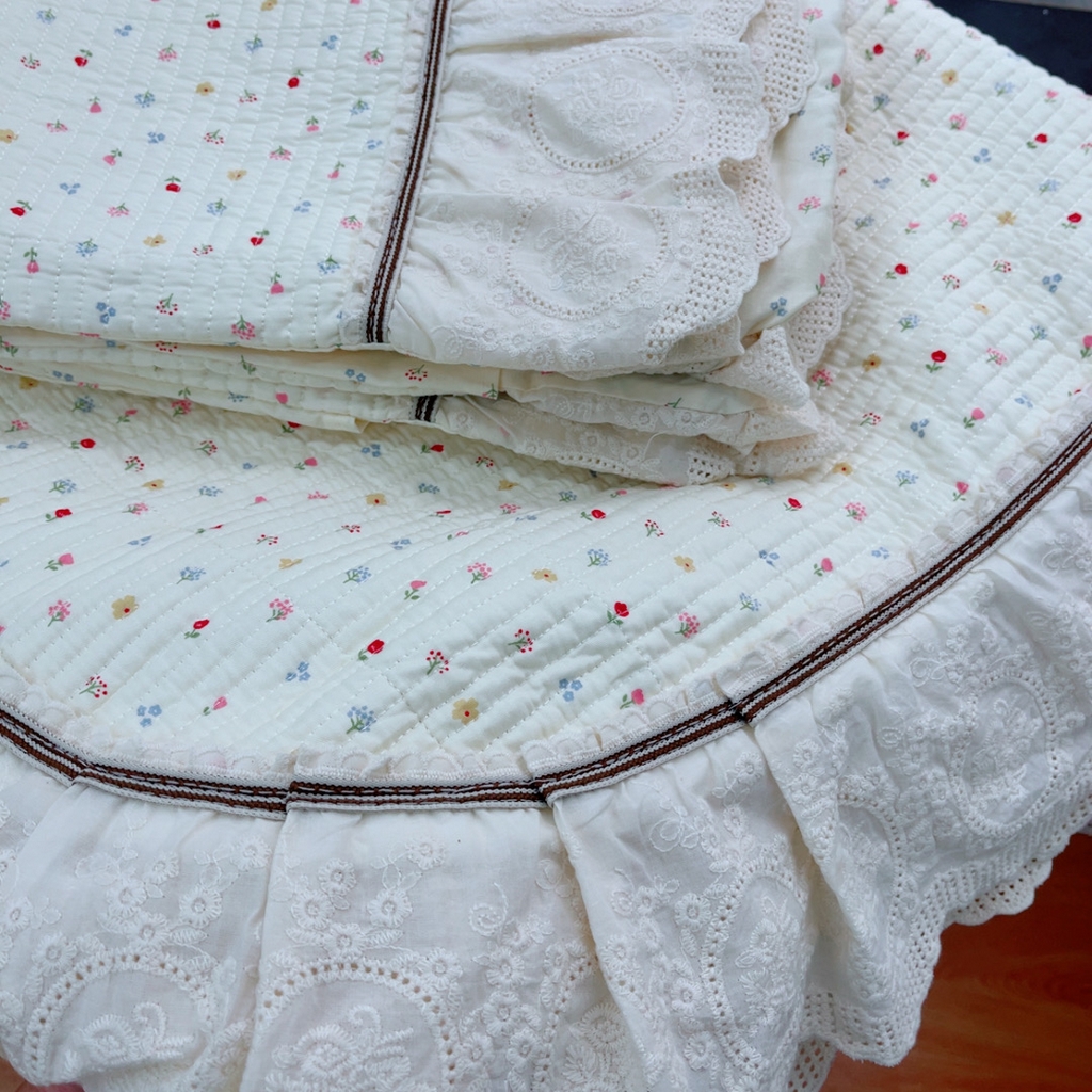 91家纺网 家纺一手货源 找家纺 暖居 2025新款法式13370高密小碎花40支全棉纯棉床盖四件套 春意