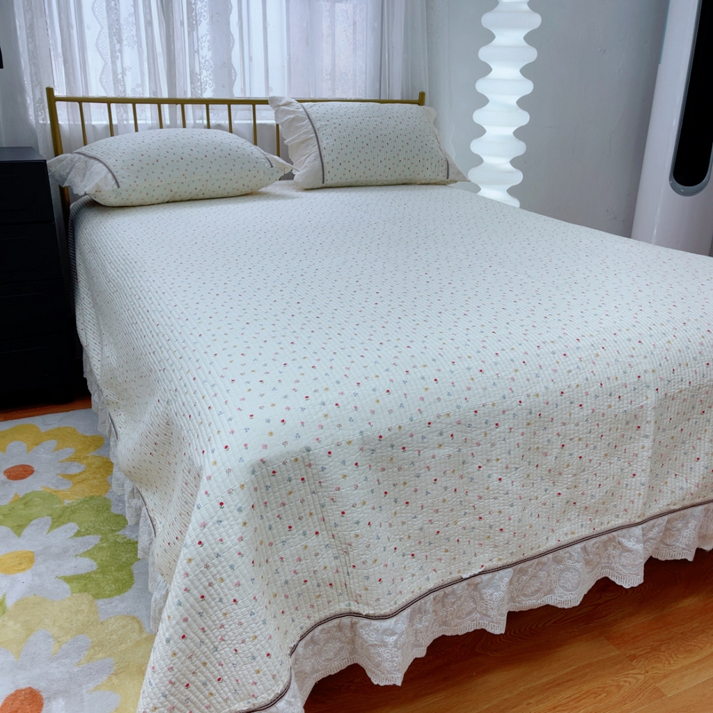 91家纺网 家纺一手货源 找家纺 暖居 2025新款法式13370高密小碎花40支全棉纯棉床盖四件套 春意