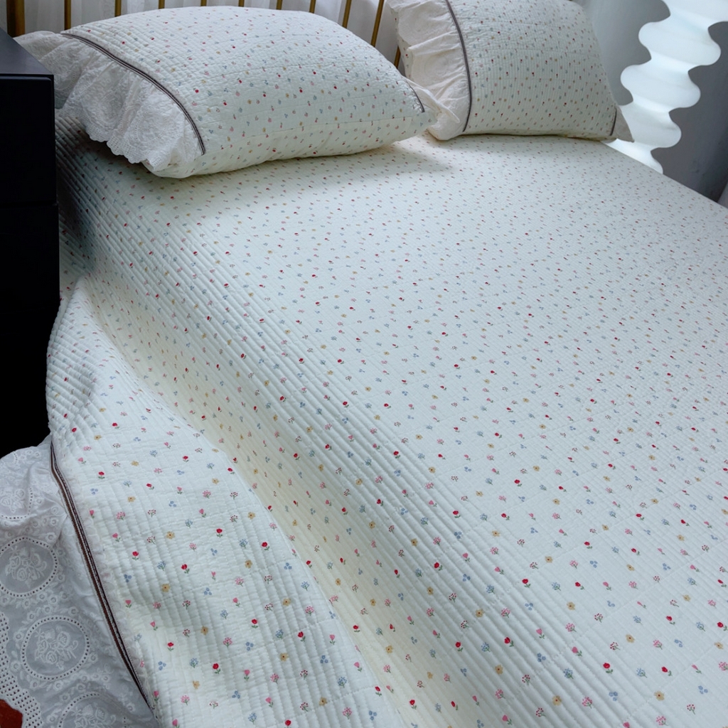 91家纺网 家纺一手货源 找家纺 暖居 2025新款法式13370高密小碎花40支全棉纯棉床盖四件套 春意