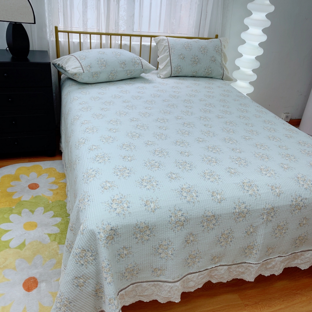 91家纺网 家纺一手货源 找家纺 暖居 2025新款法式13370高密小碎花40支全棉纯棉床盖四件套 静香兰阳