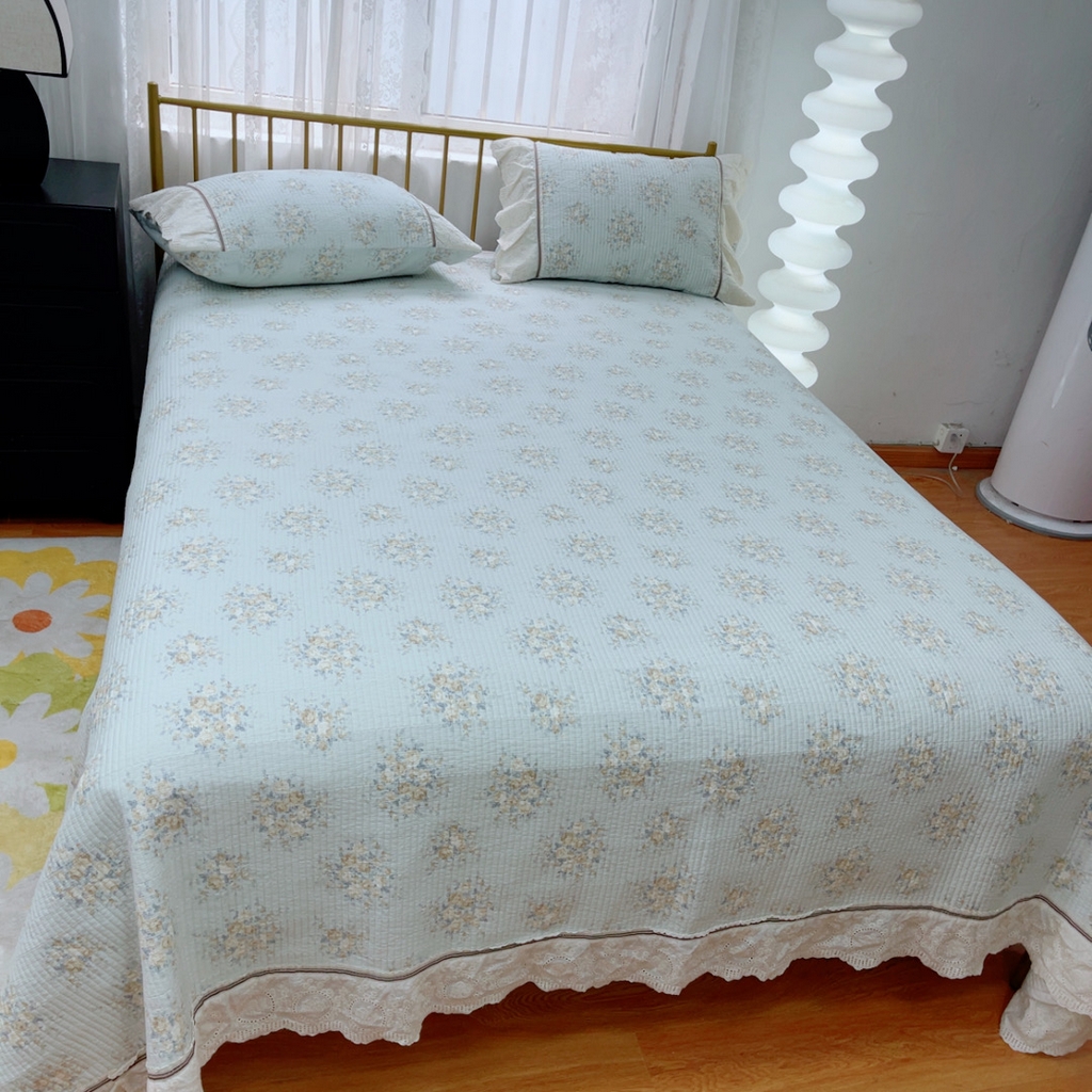 91家纺网 家纺一手货源 找家纺 暖居 2025新款法式13370高密小碎花40支全棉纯棉床盖四件套 静香兰阳