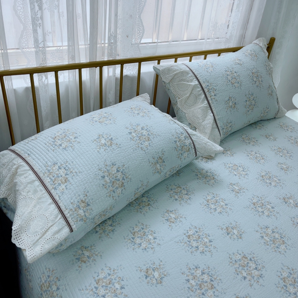 91家纺网 家纺一手货源 找家纺 暖居 2025新款法式13370高密小碎花40支全棉纯棉床盖四件套 静香兰阳