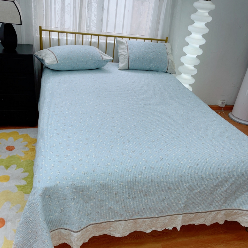 91家纺网 家纺一手货源 找家纺 暖居 2025新款法式13370高密小碎花40支全棉纯棉床盖四件套 铃兰微风