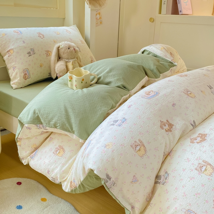 91家纺网 家纺一手货源 找家纺 丽美人家纺 2025新款A类皱皱纱学生宿舍三件套上下铺三件套六件套 QB贝拉