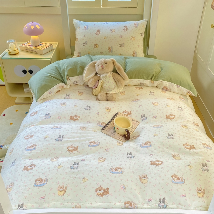 91家纺网 家纺一手货源 找家纺 丽美人家纺 2025新款A类皱皱纱学生宿舍三件套上下铺三件套六件套 QB贝拉