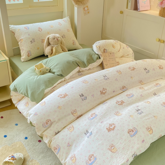 91家纺网 家纺一手货源 找家纺 丽美人家纺 2025新款A类皱皱纱学生宿舍三件套上下铺三件套六件套 QB贝拉