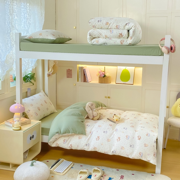 91家纺网 家纺一手货源 找家纺 丽美人家纺 2025新款A类皱皱纱学生宿舍三件套上下铺三件套六件套 QB贝拉