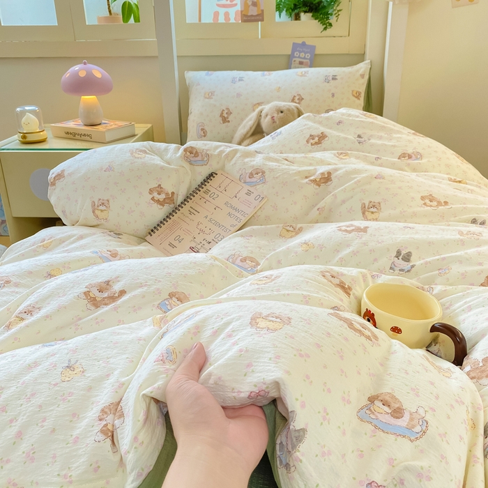 91家纺网 家纺一手货源 找家纺 丽美人家纺 2025新款A类皱皱纱学生宿舍三件套上下铺三件套六件套 QB贝拉