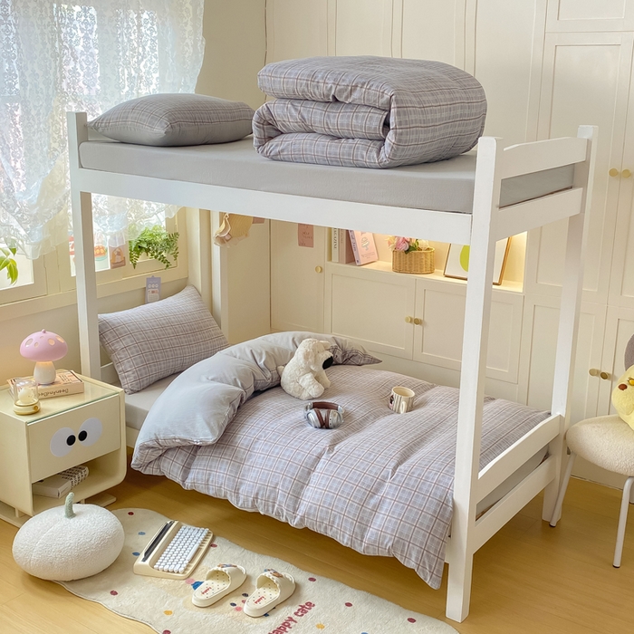 91家纺网 家纺一手货源 找家纺 丽美人家纺 2025新款A类皱皱纱学生宿舍三件套上下铺三件套六件套 QB布兰卡