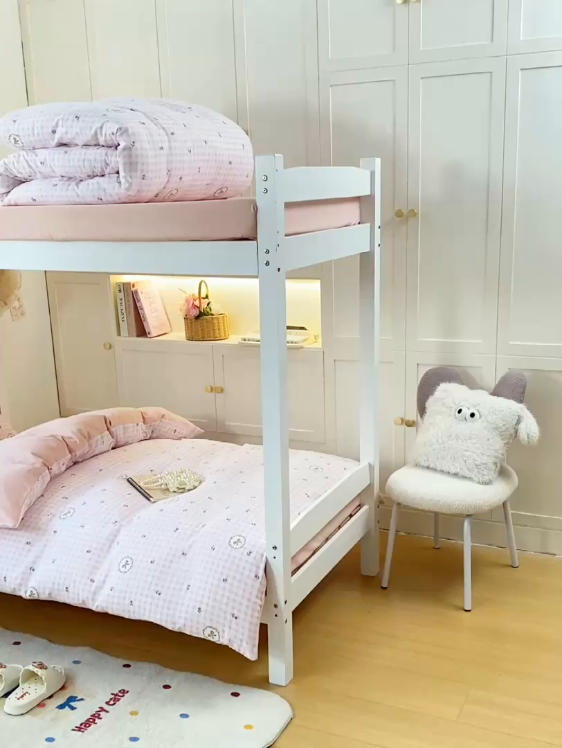 91家纺网 家纺一手货源 找家纺 丽美人家纺 2025新款A类皱皱纱学生宿舍三件套上下铺三件套六件套 QB格子蝴蝶结