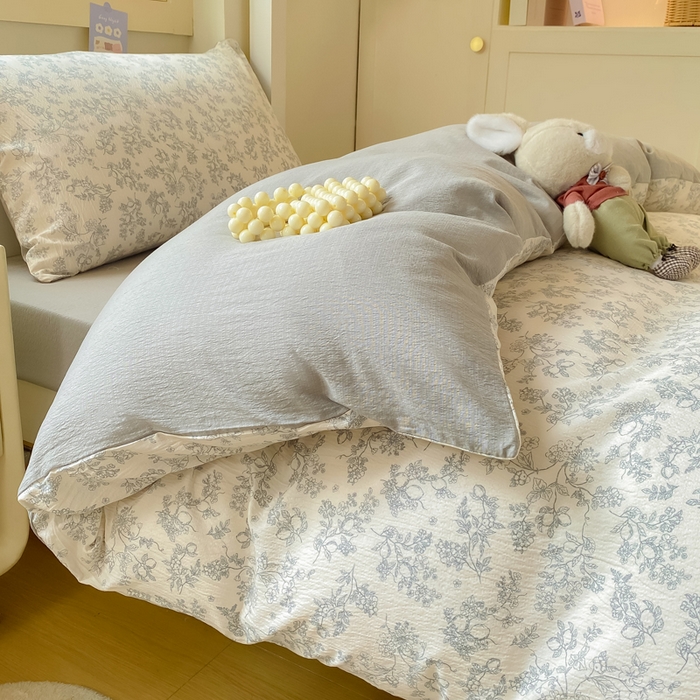 91家纺网 家纺一手货源 找家纺 丽美人家纺 2025新款A类皱皱纱学生宿舍三件套上下铺三件套六件套 QB花开漫漫