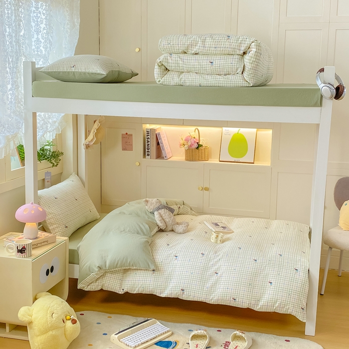 91家纺网 家纺一手货源 找家纺 丽美人家纺 2025新款A类皱皱纱学生宿舍三件套上下铺三件套六件套 QB腊肠犬