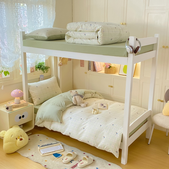 91家纺网 家纺一手货源 找家纺 丽美人家纺 2025新款A类皱皱纱学生宿舍三件套上下铺三件套六件套 QB腊肠犬